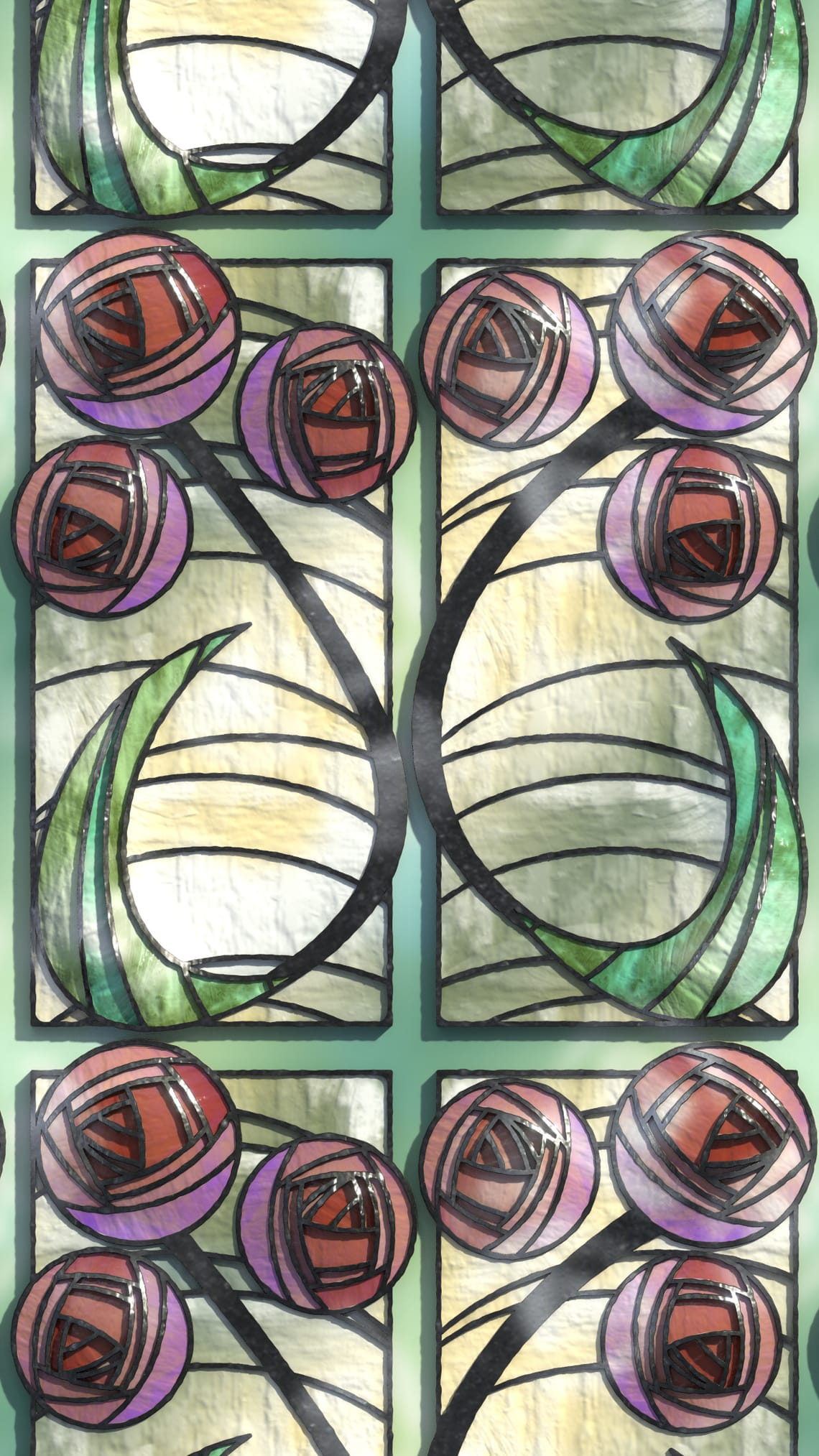 Mackintosh Roses Stained Glass