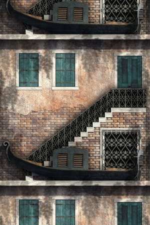 Venetian Gothic Exterior Court - Craft Fabric Art Panel