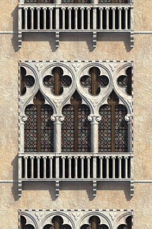 Venetian Gothic Palazzo Front Exterior - Craft Fabric Art Panel